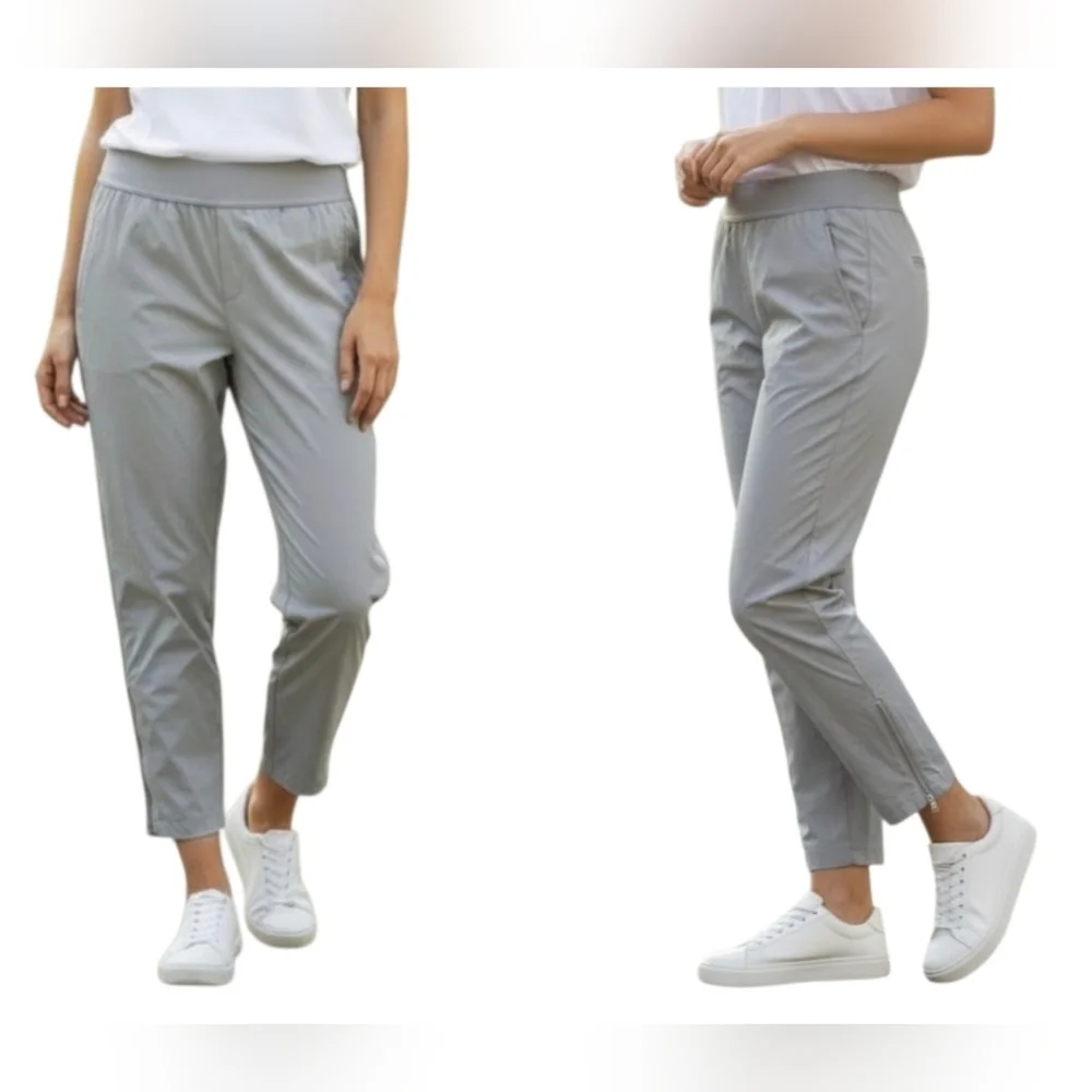 Athleta Mod Trekkie Crop Pants 291743-01 Gray Nylon Zipper Ankle   Women Size 8